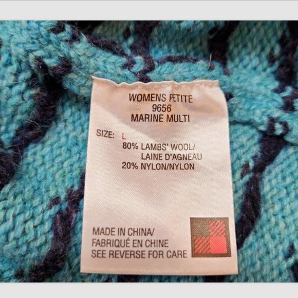 Woolrich Fair Isle Lambs Wool blend Sweater Heart Clasps closure - Picture 9 of 10